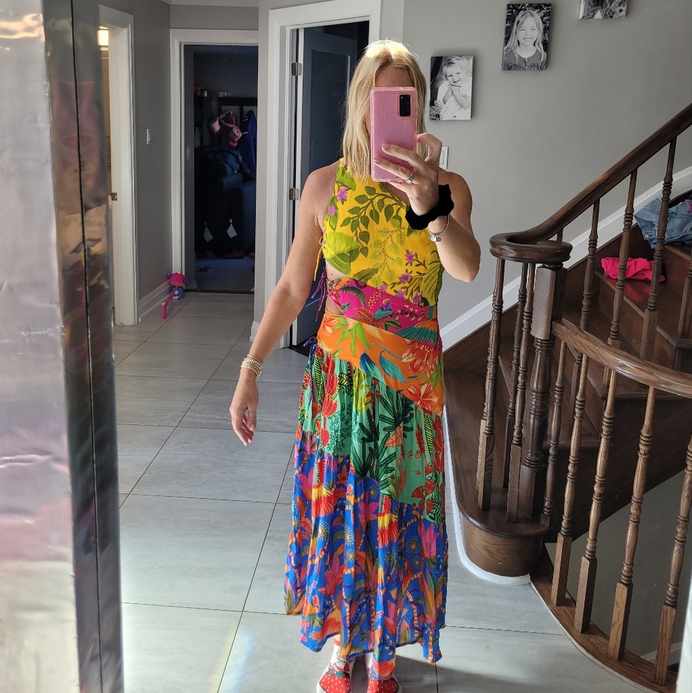 Farm rio mixed print one shoulder dress